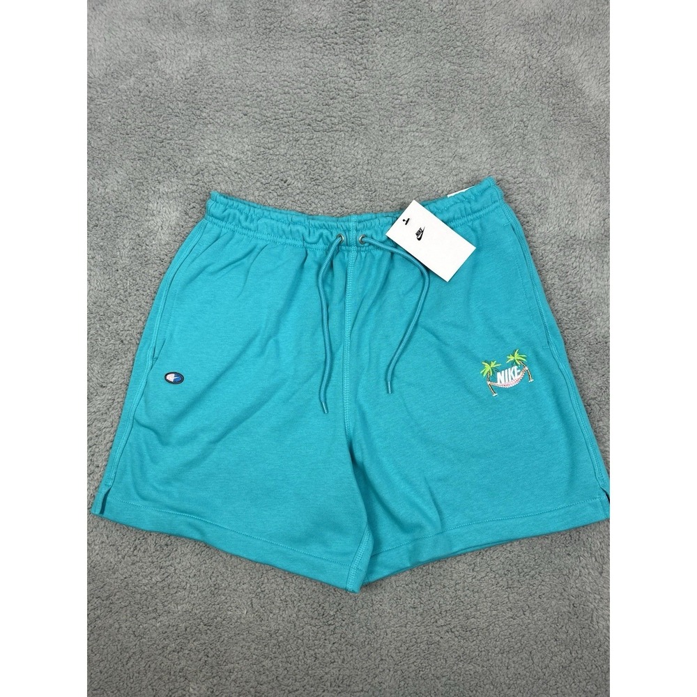 Nike Mens Size Small Above Knee Length Club French Terry Flow Vibes Shorts Aqua